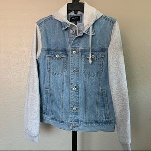 Forever 21 Men’s Hybrid Light Denim Hoodie Jacket